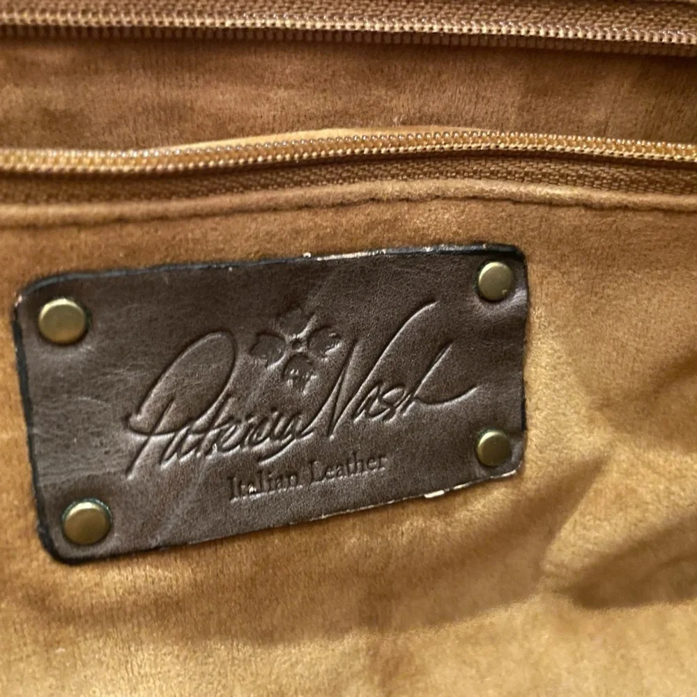 Patricia Nash‎ Brown Leather Purse Hobo Boho Metal Studs Double Handle Casual